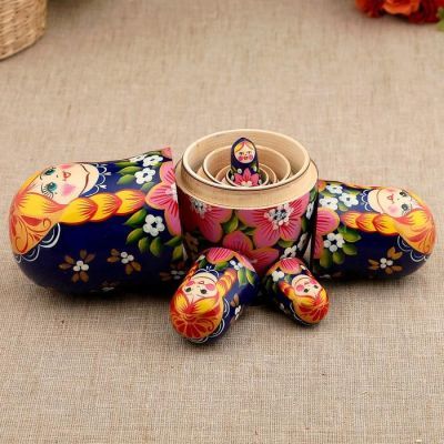 Матрёшка «Варенька», синий платок, 5 кукольная, 17 см, ручная работа