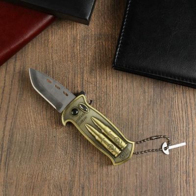 Зажигалка газовая "Автомат", в виде ножа, пьезо 9х6 см, цвет золота