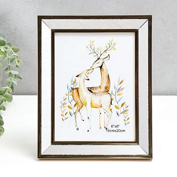 Фоторамка пластик 15х20 см "Зеркало с обводкой под бронзу" 25х20,4 см