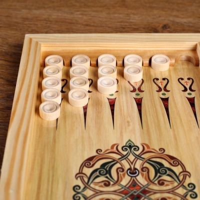 Нарды "Охотники на привале", деревянная доска 40х40 см, с полем для игры в шашки