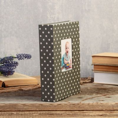 Фотоальбом на 200 фото 10х15 см "Горошек" текстиль МИКС 22,5х18,7х5,5 см