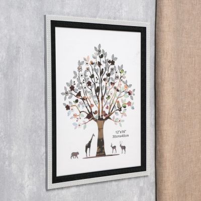 Фоторамка пластик 30х40 см "Золотые крестики" белая с чёрным 44,8х34,8 см