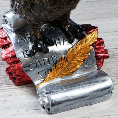 Копилка "Сова на свитке", бронза, цветная, 37см