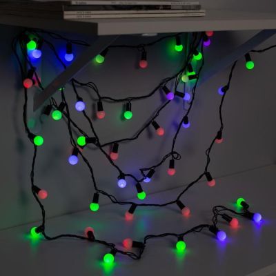 Гирлянда «Нить» 20 м с насадками «Шарики 1.5 см», IP44, тёмная нить, 200 LED, свечение мульти (RG/RB), мигание, 220 В