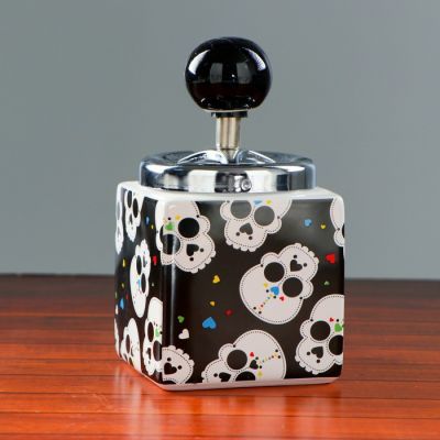 Пепельница бездымная "Череп", 14х8.5 см, микс