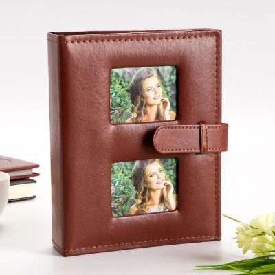 Фотоальбом 200 фото 10х15 см кожзам, кофейный 23,5х18,5х5,5 см