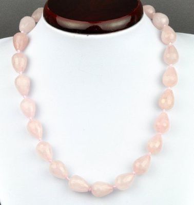 Бусы Кварц Розовый  "Эвридика" арт.НКР-64(12-16)-46-1