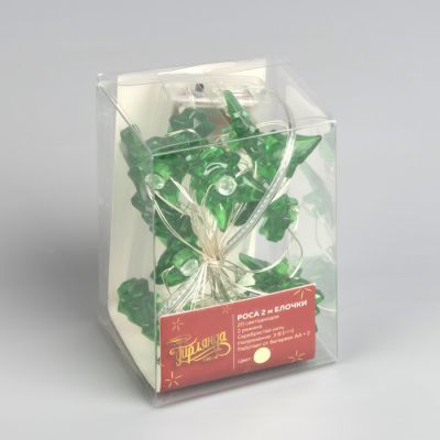 Гирлянда «Нить» 2 м роса с насадками «Ёлочка», IP20, серебристая нить, 20 LED, свечение тёплое белое, 2 режима, ААх2