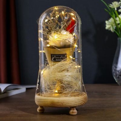 Лампа настольная LED "Астра белая" 3ААА 10х10х21 см.