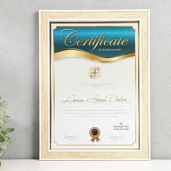 Фоторамка пластик формат А4 "Плетение" жёлтый беж с белой обводкой 33,5х24,5 см