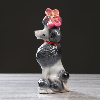 Копилка "Собака Пудель", глянец, бело-серый, микс