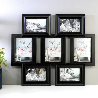 Фоторамка пластик на 7 фото 10х15, 13х18 см "Коллаж" чёрная 57х49,5х2,5 см