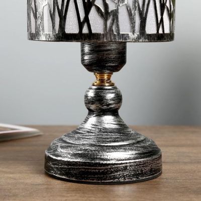 Лампа настольная "Антерос" 1х40Вт Е27 220В патинированное серебро 14х14х27 см.