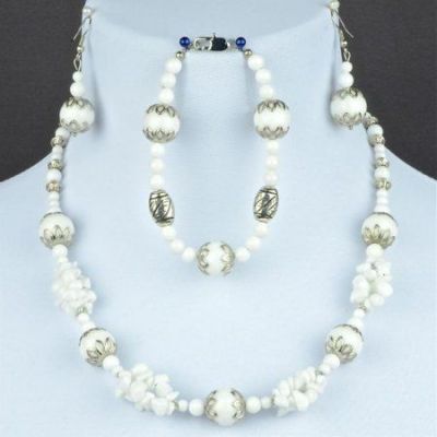 Бусы Агат, Кахолонг "Милетта" арт. ГРУ-1527