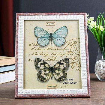 Фоторамка пластик 20х25 см "Шарль" кремовые кирпичики с розовым 29х24 см