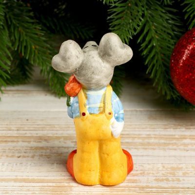 Сувенир керамика "Нарядный мышь с розой" 10,2х4,5х3,7 см