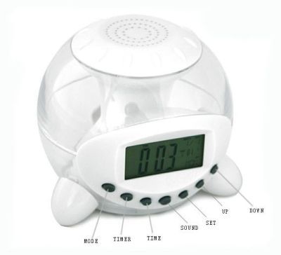 Будильник со звуками природы и ночником (d=10см)