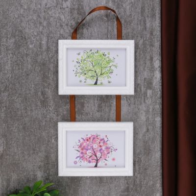 Фоторамка двойная на тесьме L-2 10х15 см, белый, с небьющимся стеклом