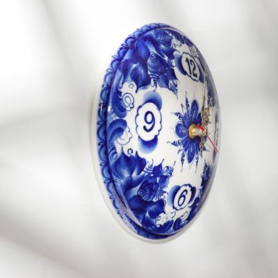 Часы настенные , гжель, фарфор, d=20 см