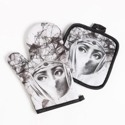 Кухонный набор Доляна «Лица», прихватка 17*17 см, рукавица 26*16 см,100% п/э