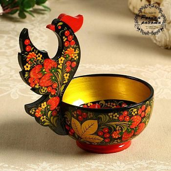 Ковш «Птичка», 19×17 см, хохлома