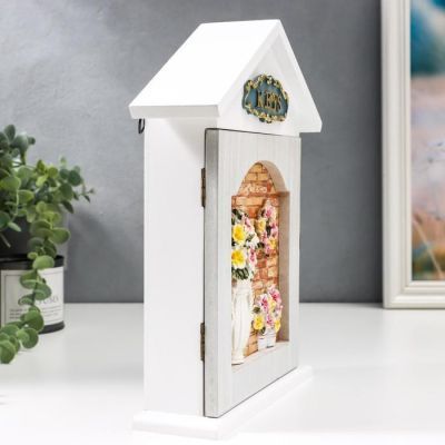 Ключница дерево 6 крючков "Плюмерии" 28х22х6,3 см