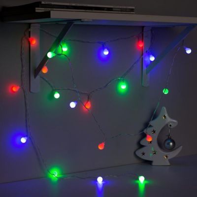 Гирлянда «Нить» 3 м с насадками «Шарики», IP20, прозрачная нить, 20 LED, свечение мульти (RG/RB), мигание, USB