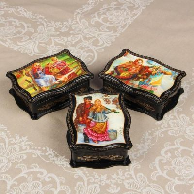 Шкатулка «Деревня», 12,5×16,5 см, лаковая миниатюра, микс