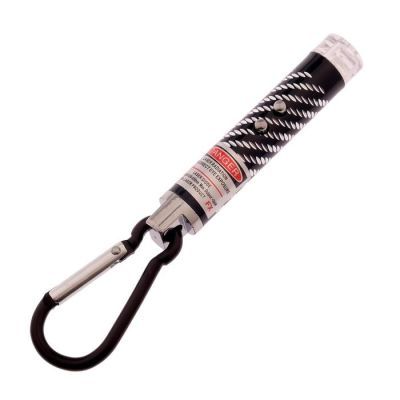 Фонарь-лазер ручной, с карабином,  2 LED, 7 х 1.5 см, микс