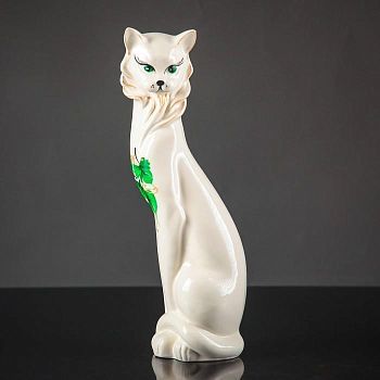 Копилка "Кошка Сиамская", глазурь, белая, 43 см