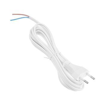 Шнур сетевой с вилкой, 2,5 м, ШВВП 2 х 0.5 мм2, белый
