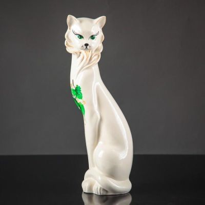 Копилка "Кошка Сиамская", глазурь, белая, 43 см