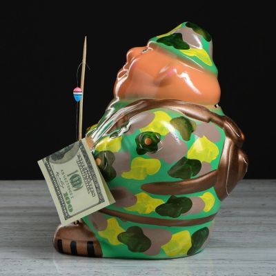 Копилка "Рыбак", глянец, голубой цвет, 24 см, микс