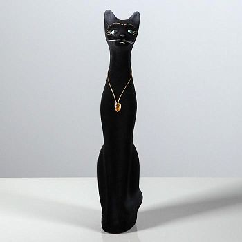 Копилка "Кот", флок, чёрная, 39 см