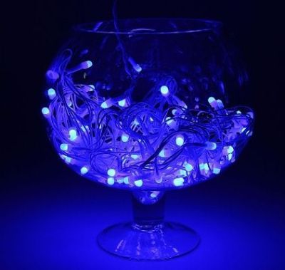 Гирлянда "Метраж" уличная, комнатная (Д: 20 м, нить белая, синий)