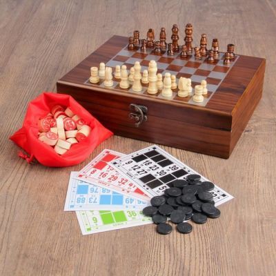 Набор шахмат с лото, бочонок 1,7 × 1, см, пешка 2см, ферзь 4,2 см