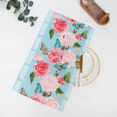 Полотенце вафельное "Фон" 35х60 см, бирюза, 160 гр/м, хл,