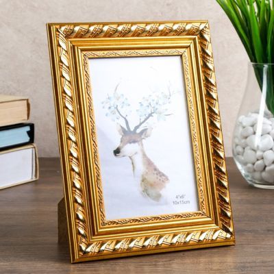 Фоторамка пластик 10х15 см "Фредерик" золотая спираль 20,3х15,3 см