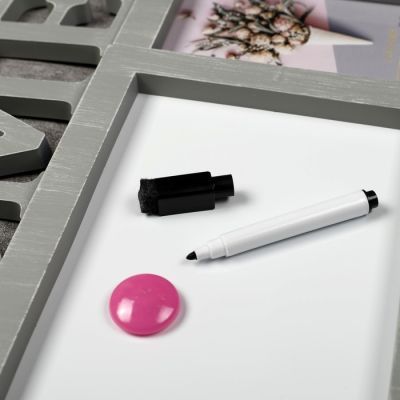 Фоторамка пластик на 5 фото 9х11, 10х10, 10х15см "Дом" серая, магнит.доска 15х20 38х45,5см