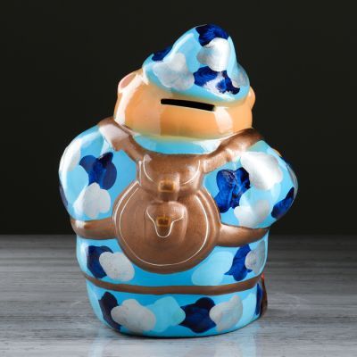 Копилка "Рыбак", глянец, голубой цвет, 24 см, микс