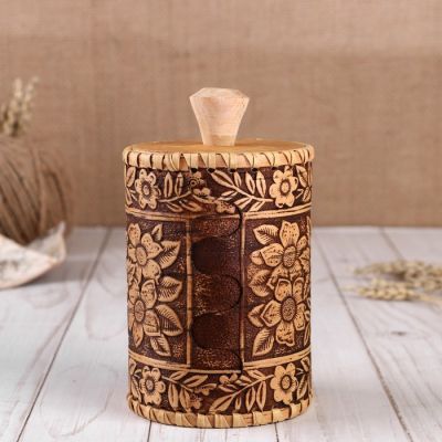 Туес «Цветы», 8х8х12 см, береста