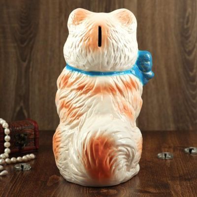 Копилка "Собака Шпиц", глянец, бело-персиковый, 30 см, микс