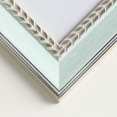 Фоторамка пластик 30х40 см "Нежно-голубая с серебристой косичкой" 44,5х34,5 см