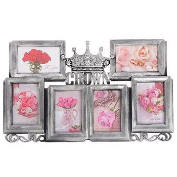 Фоторамка пластик на 6 фото 10х15 см "Корона" серебро 34,5х56 см
