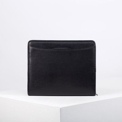 Папка деловая на молнии, выдвижная ручка, цвет чёрный