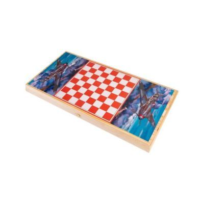 Нарды "Истребитель Як-3", деревянная доска 60 х 60 х 2 см, с полем для игры в шашки