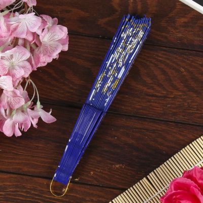 Веер пластик "Цветочная полоса" золото МИКС 23 см