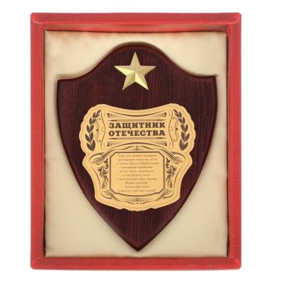 Диплом на деревянной плакетке "Защитник отечества", 15 х 20 см