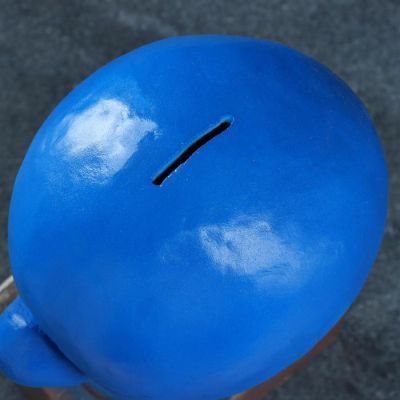 Копилка "Боксерская перчатка" синяя-золото 24см