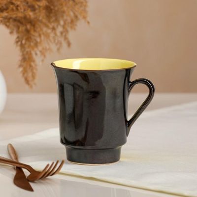 Кружка "Цветы", жёлто-коричневая, деколь, керамика, 400 мл, микс